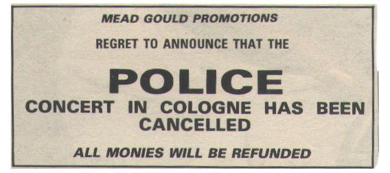 cancellation ad in NME - February 14, 1981